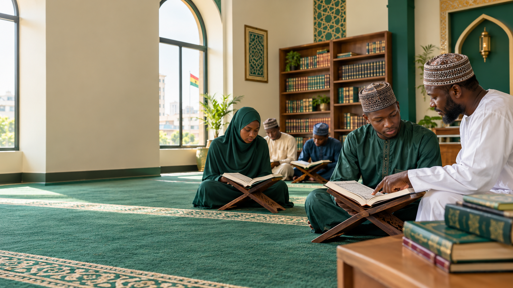 Ghanaian Muslim students learning together